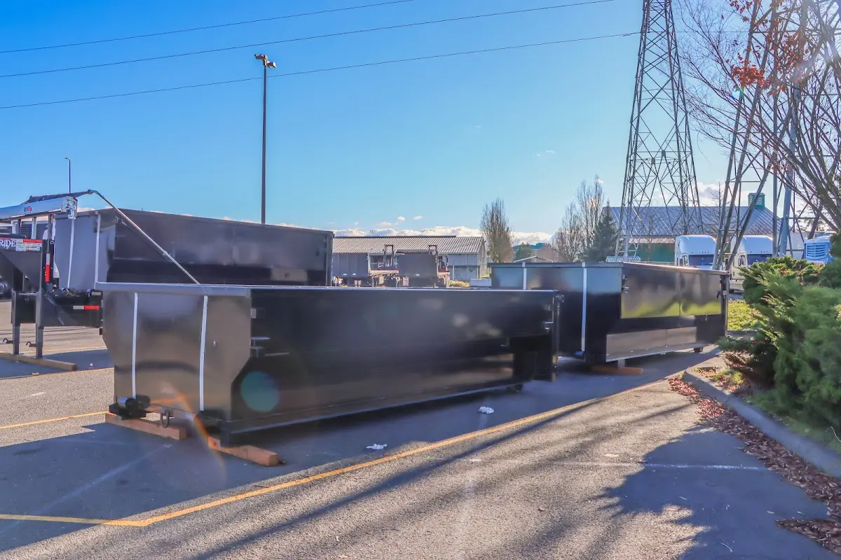 Roll-off dumpster ready for waste disposal at job site for 12 Yard Dumpster Rental in Sunnyvale